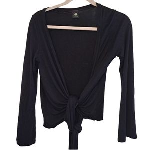 Clea Ray Black Tie-Front Blouse Cardigan Wrap Cover